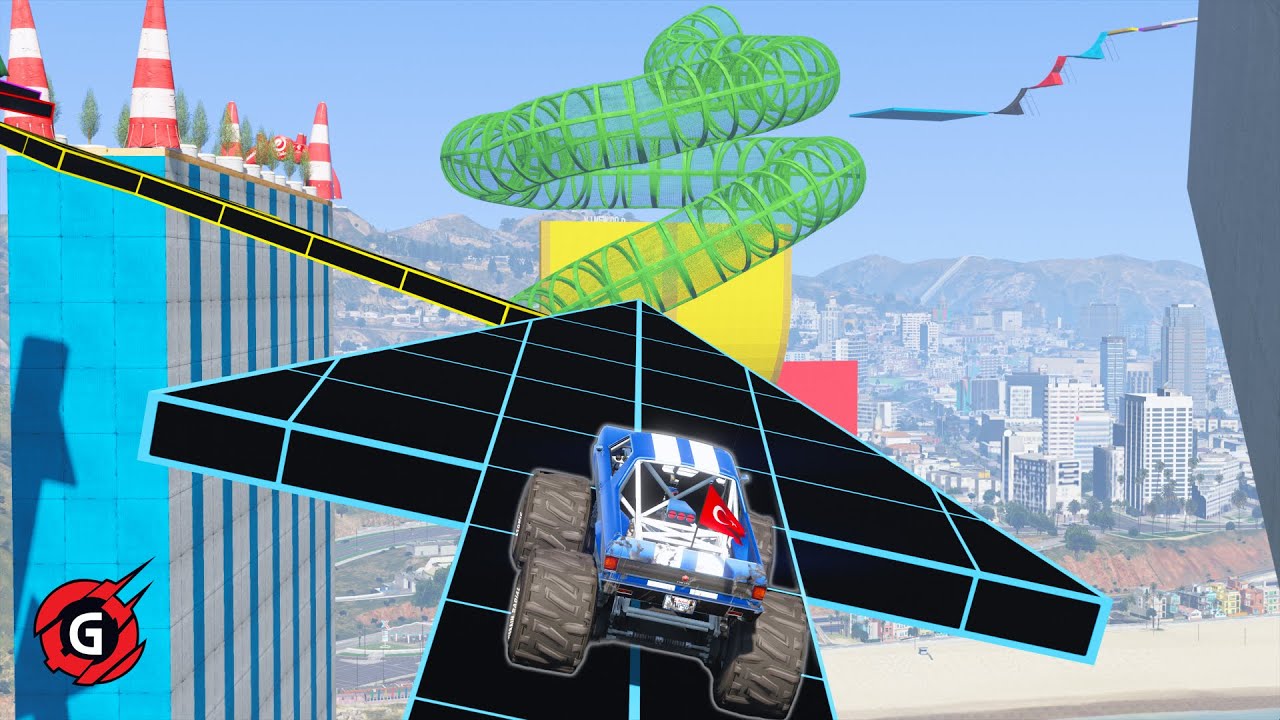 قراند 5 شاطئ بحر سيارة باركور GTA V PARKOUR BEACH CAR RACE