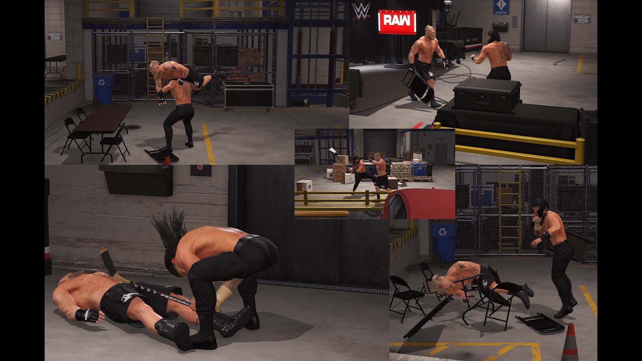 WWE 2K22 - Roman Reigns vs Brock Lesnar Backstage Brawl [4K 60fps]