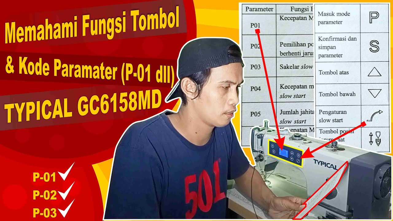 Fungsi tombol parameter mesin jahit typical GC6158MD