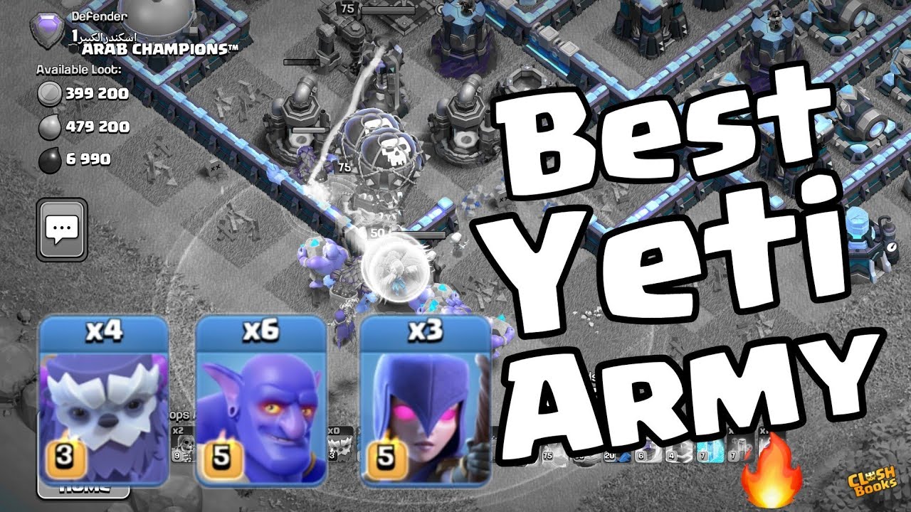 YETIBOWITCH BEST YETI ARMY | TH13 TROPHY PUSHING ATTACK STRATEGY | CLASH OF CLANS |