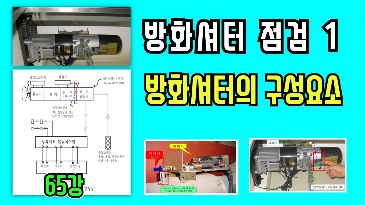 65강) 방화셔터의 점검1 - 방화셔터의 구성요소/연동제어기/폐쇄기