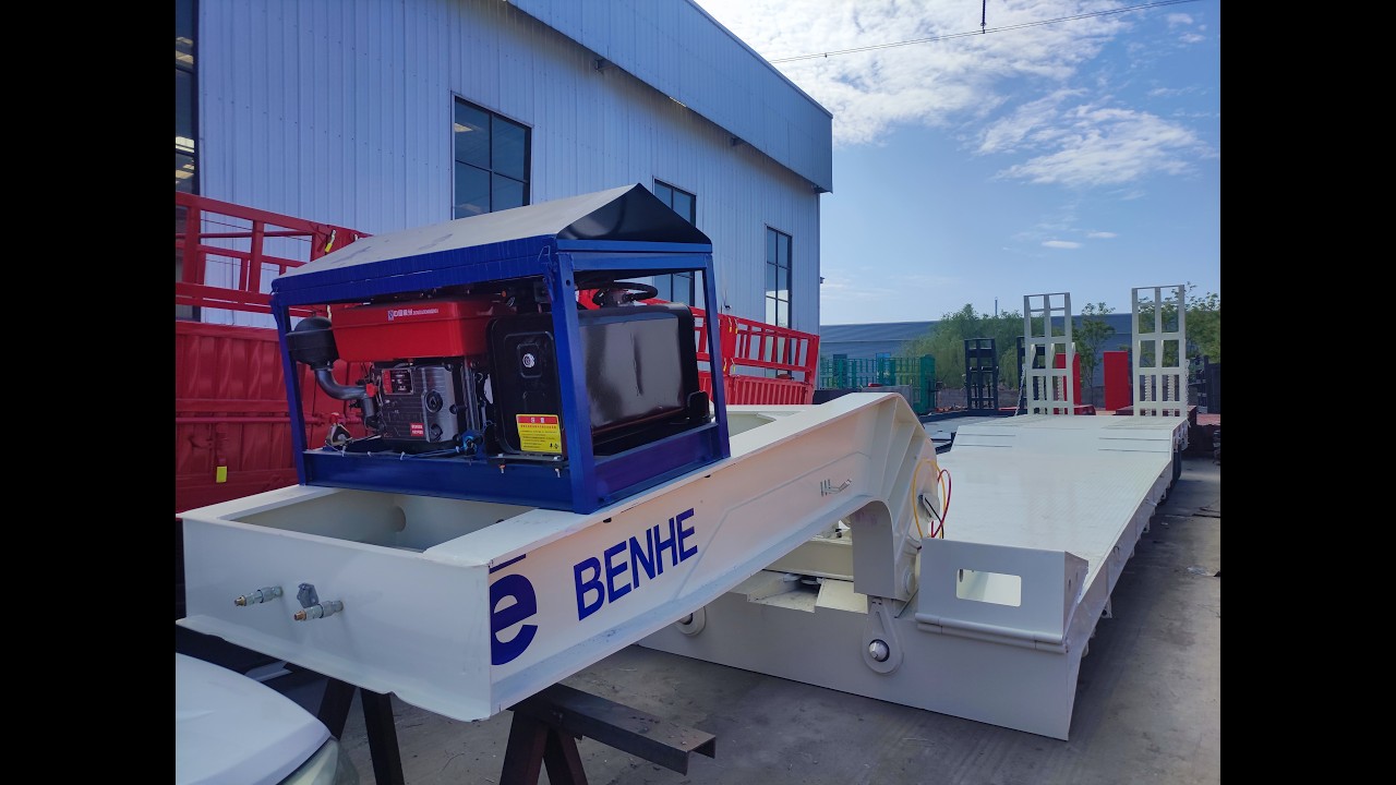 BENHE 4 Axle Detachable Gooseneck Lowbed Trailer &ndash; 80 Ton Capacity