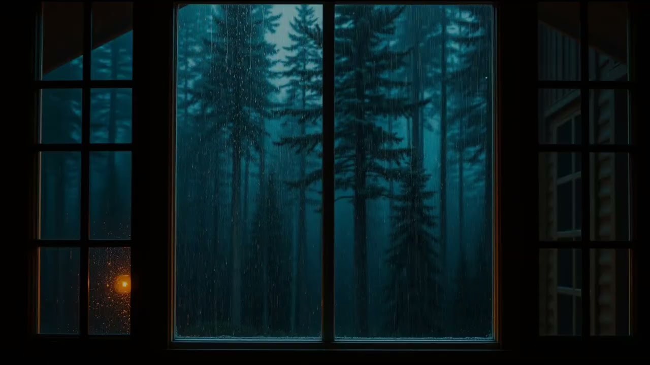 Peaceful Night Rain in a Wooden Cabin | Forest Window ASMR for Anxiety Relief