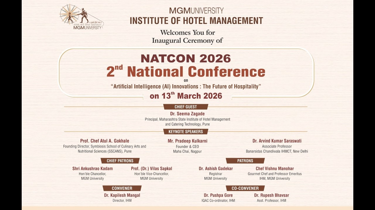 2. NATCON 2026 - 2nd National Conference. MGMU-Institute of Hotel Management