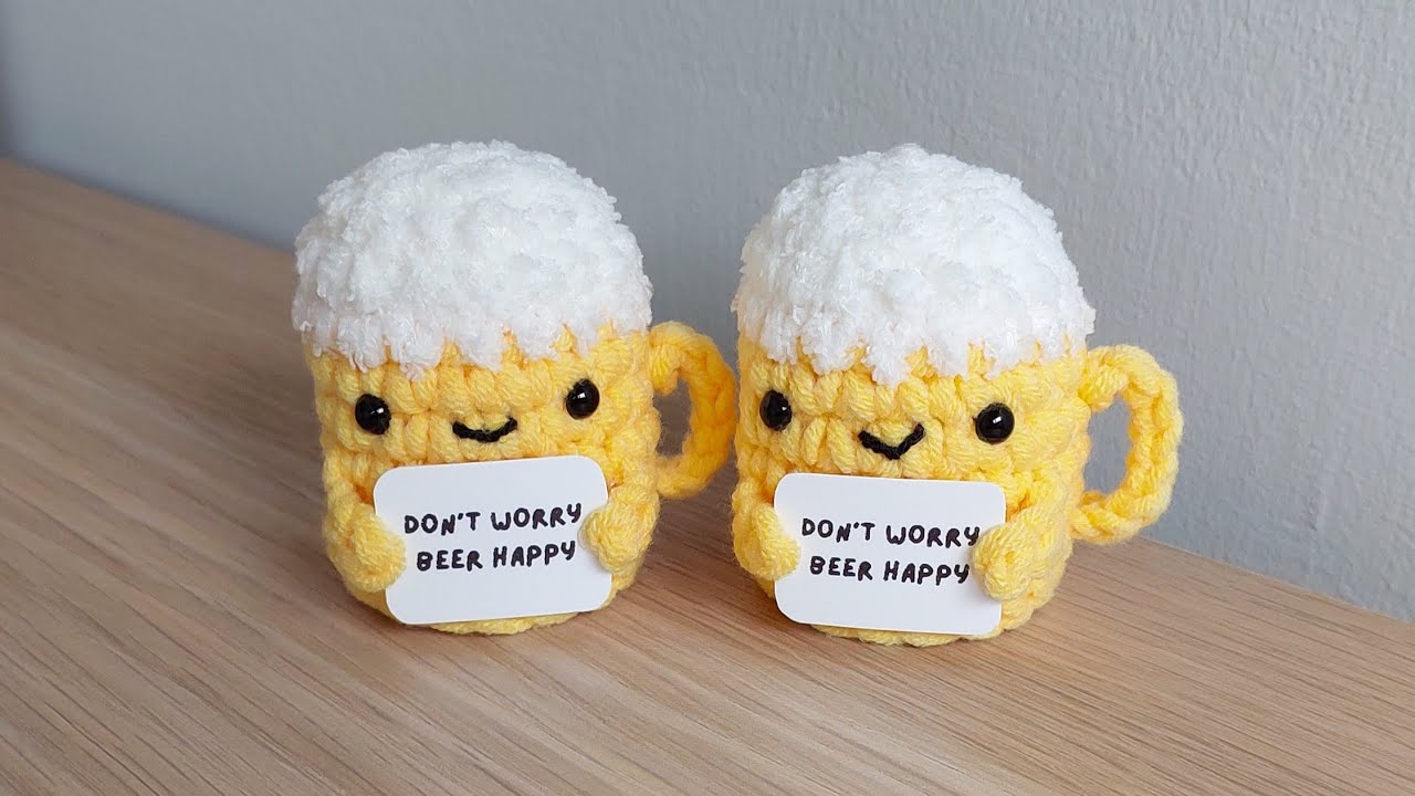 How to Crochet Amigurumi | Emotional Support Beer Mug Crochet Tutorial | Gift idea for Father's Day