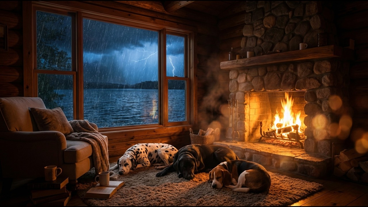 Relaxing Jazz for Dogs 🐾 & Cozy Cabin Rainstorm Ambience (18 Minutes)