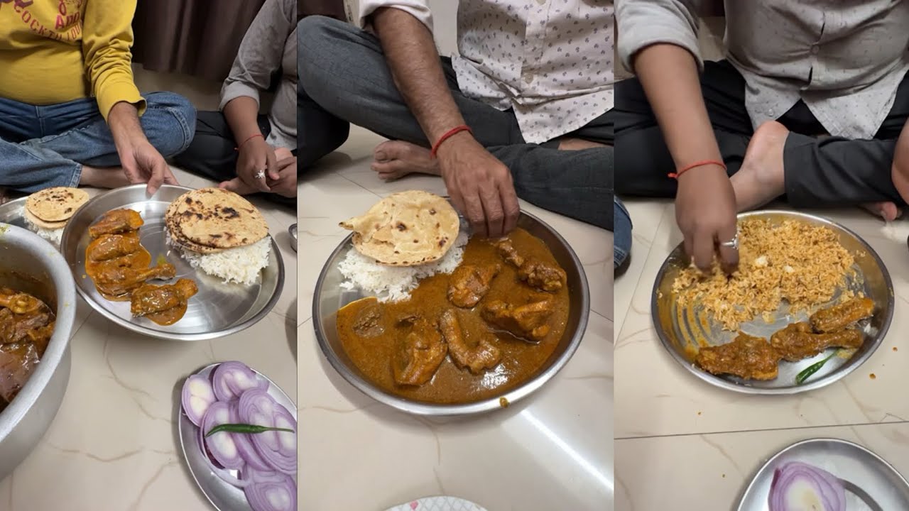 रात को 1:00 बजे चिकन करी खा रहे हैं / 😃👌