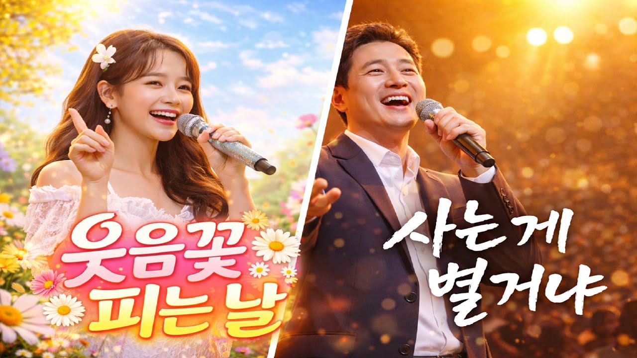 K-POP Trot   트로트    웃음꽃 피는 날 🌸 & 사는 게 별거냐 🎤 | Bright Korean Trot Songs
