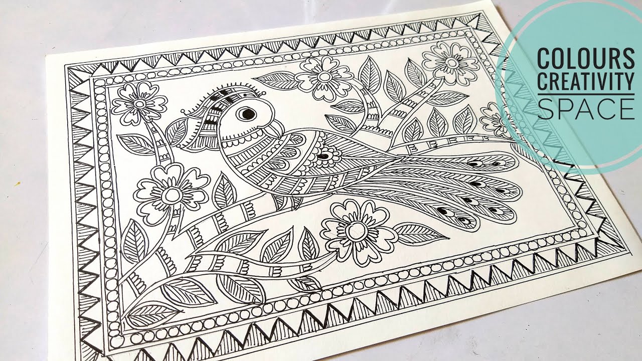 Madhubani Painting for beginners/Bird Madhubani, Mithila Painting/ Mithila art/Indian Folk Painting