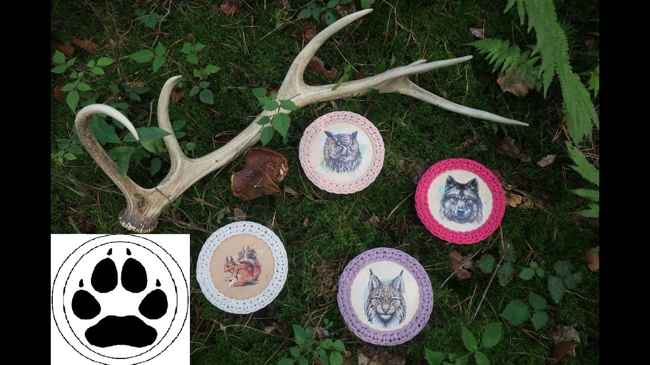 Podkładka na szydełku ze sznurka i sklejki Crochet wooden coaster Podkładka pod kubek na szydełku