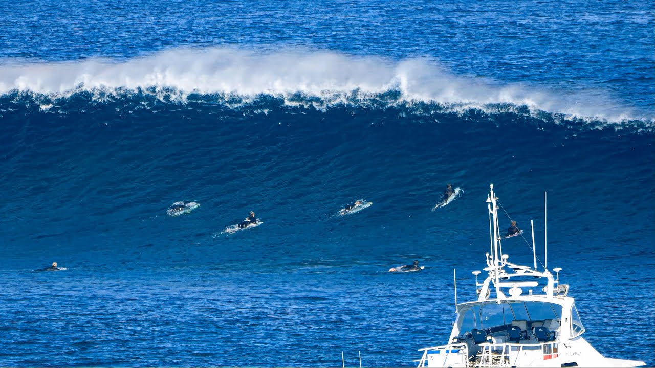 Pro surfers dodging bombs while warming up at Margaret River