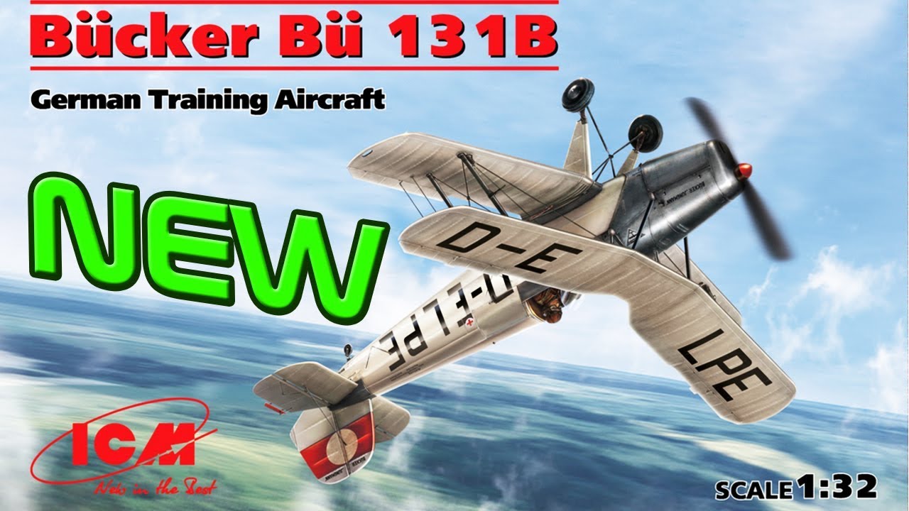 НОВАЯ СБОРНАЯ МОДЕЛЬ САМОЛЕТА B&uuml;cker B&uuml; 131B, от ICM 1:32 Германский учебный самолет