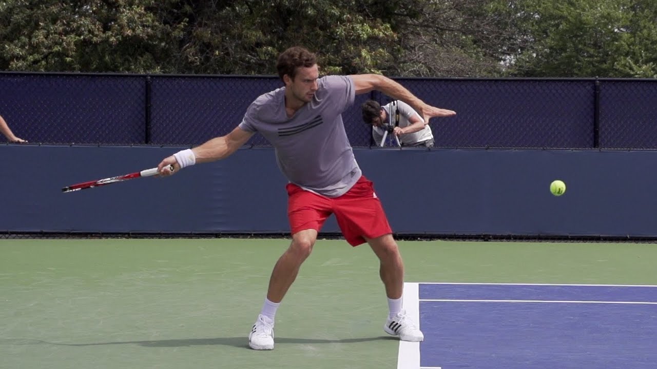 Ernests Gulbis Forehand and Serve In Super Slow Motion - 2013 Cincinnati Open