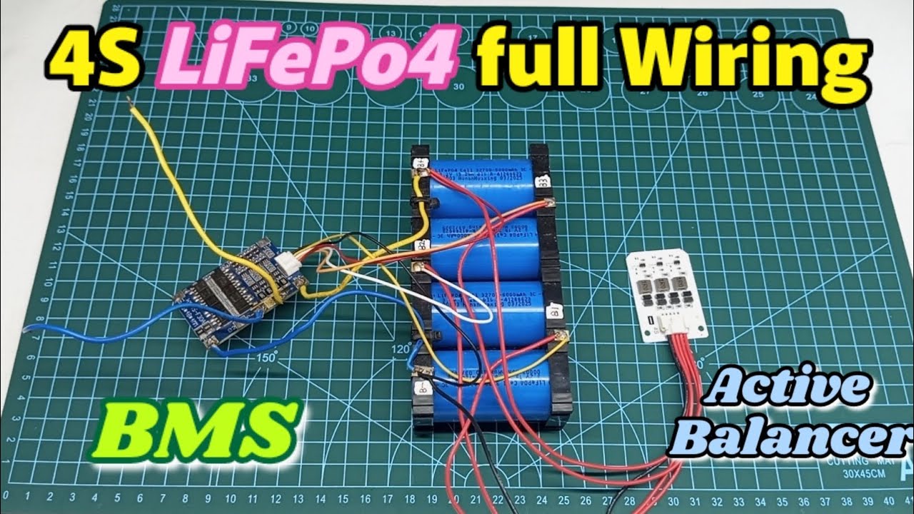 4S LiGFePo4 Battery Pack BMS Connection with Active Balancer 
