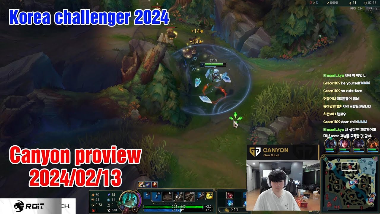 Canyon proview 2024/02/13 taliyah nidalee yasuo Korea challenger | Canyon第一视角