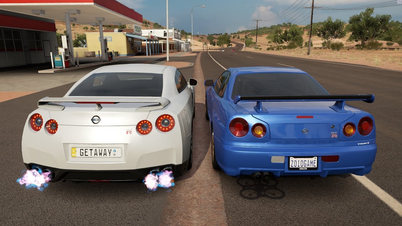 Nissan Skyline GT-R R34 VS Nissan GT-R R35 Godzilla - Forza Horizon 3 Online - GoPro ‹ ZoiooGamer ›