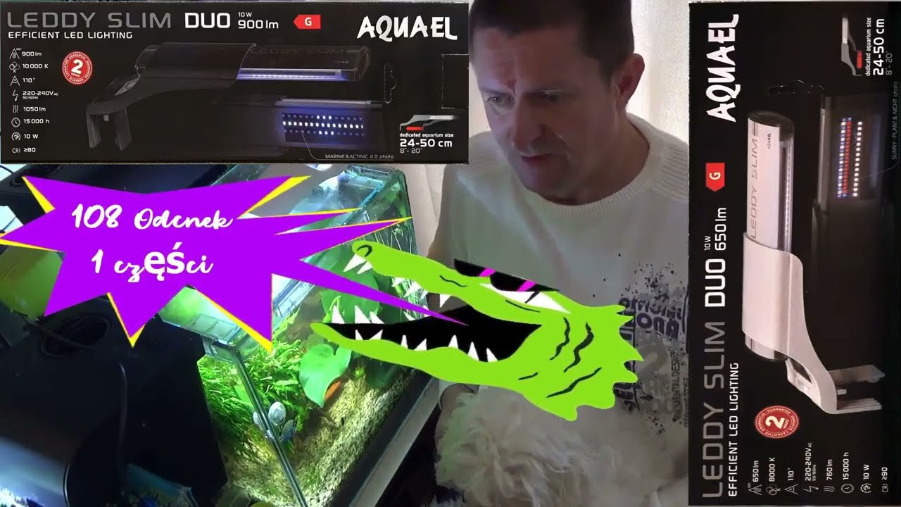 109 AQUAEL Leddy Slim Duo 10w  Sunny & Plant 2 0 Day & Night  części  2  Akwarium 45L