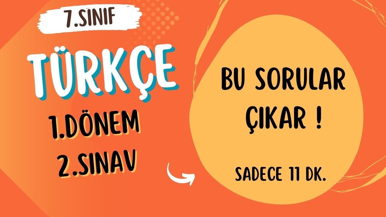 7. Sınıf 1. Dönem 2. Yazılı #meb #türkçe #sınav #soru