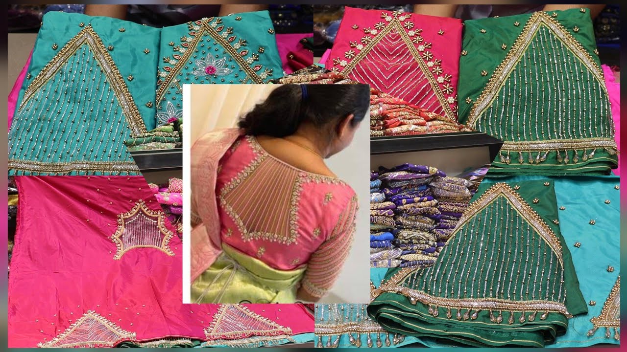 Trendy Net Aari work Bridal Blouse material Aadi Offer(neck designs 2024)