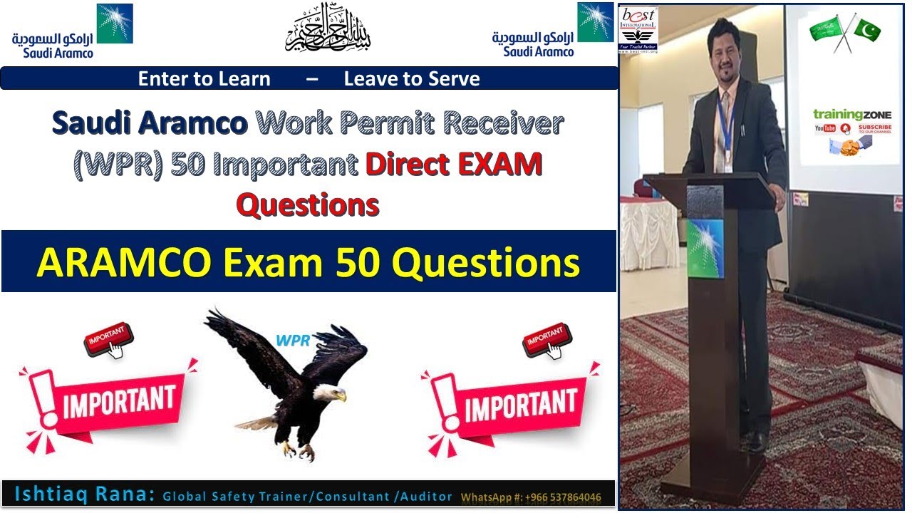 Saudi Aramco Work Permit Receiver WPR 50 Important Direct EXAM Questions II Aramco WPR Exam 50 MCQs
