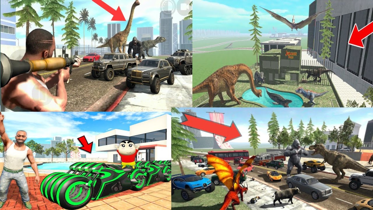 Franklin vs 100 Dinosaur 🦖 Franklin সব গাড়ি বাঁচাতে পারবে? | Indian Bike Driving 3D