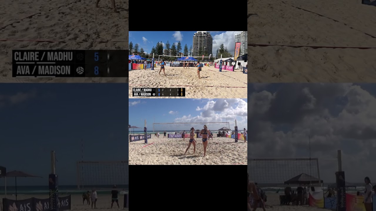 20260311 AYBVC Claire & Madhu (NSW) vs Ava & Madison (VIC) U18 Girls (twin view - both sides)