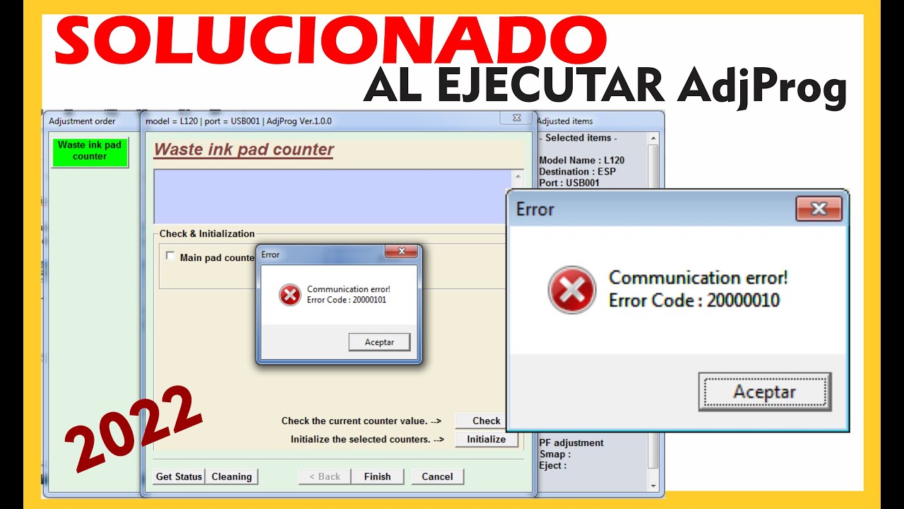 Solucionado Error de Comunicación AdjProg EPSON