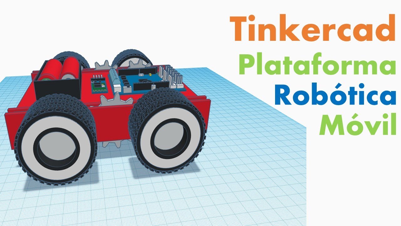 Plataforma robótica móvil básica con engranajes en Tinkercad