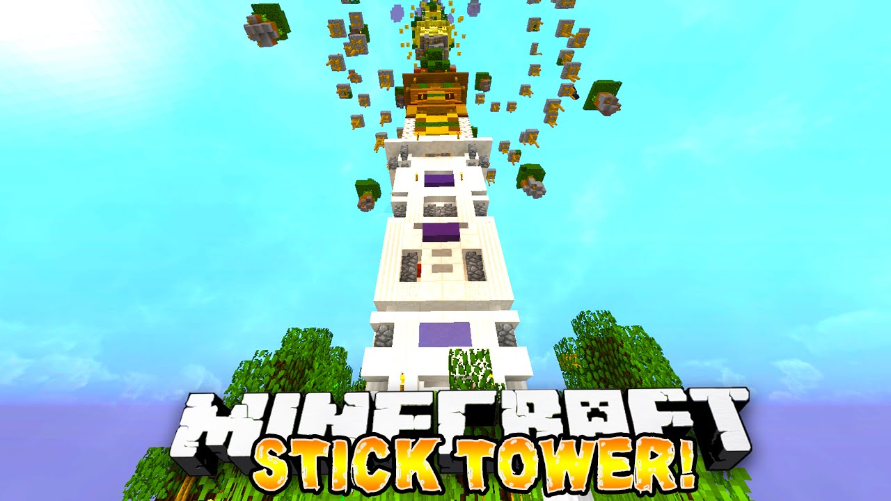 Minecraft - STICK TOWER PARKOUR! (HILARIOUS WOOFLESS RAGE!) - w/ THE PACK!