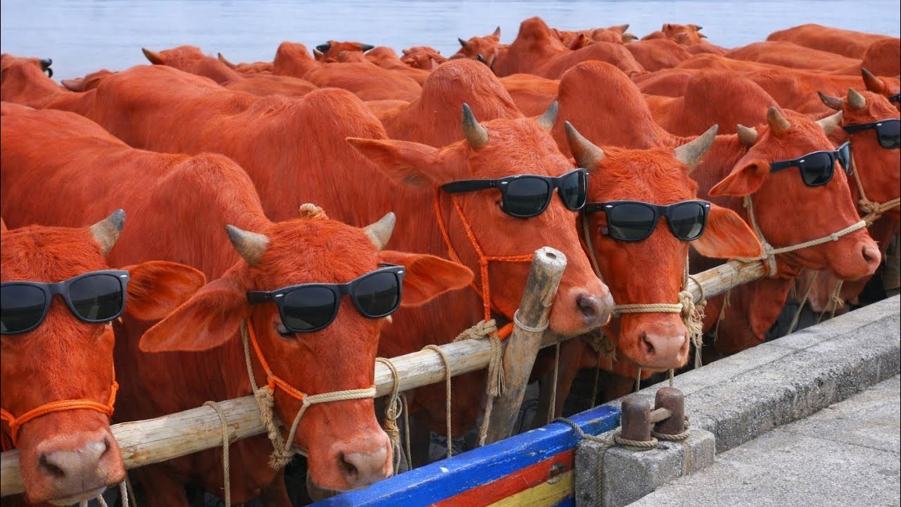  NADANDO EN EL SAN JORGE, cow unloading