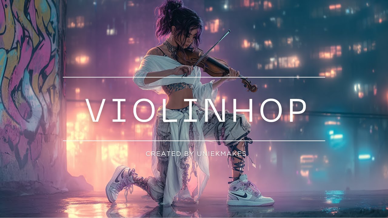 Violin Echoing Through Neon Streets | Moody Hip Hop Atmosphere | Work, Study & Zone Out