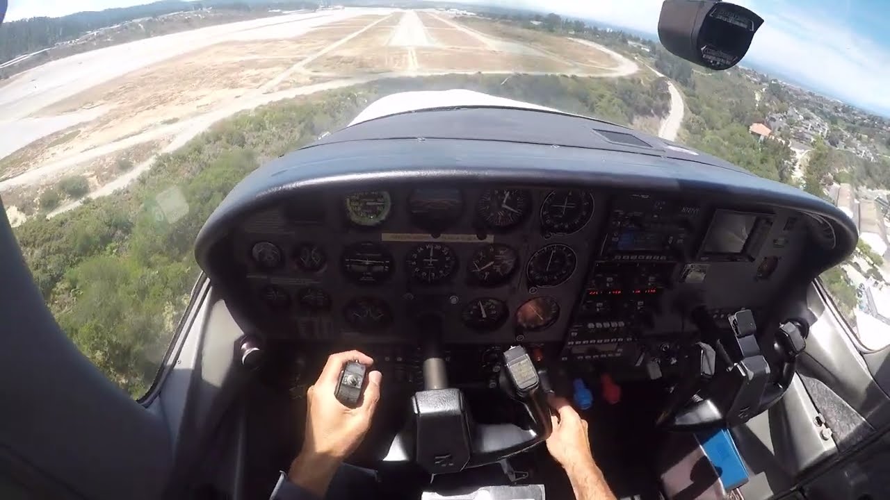 Cessna 182. Landing in Monterey Airport.  Pilot's perspective