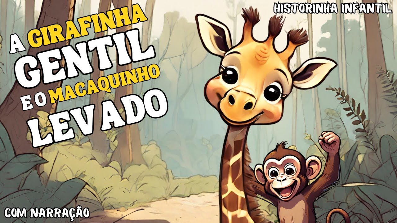 Historinha infantil | A Girafinha gentil e o Macaquinho Levado | Historia infantil curta