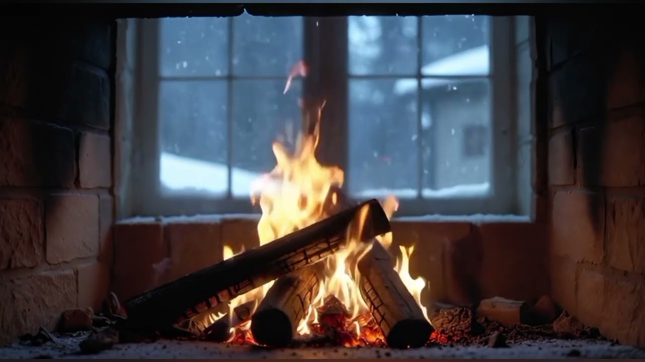 Cozy Fireplace & Falling Snow ❄️🔥 1 Hour of Relaxing Winter Ambience | Sleep, Relax, Study