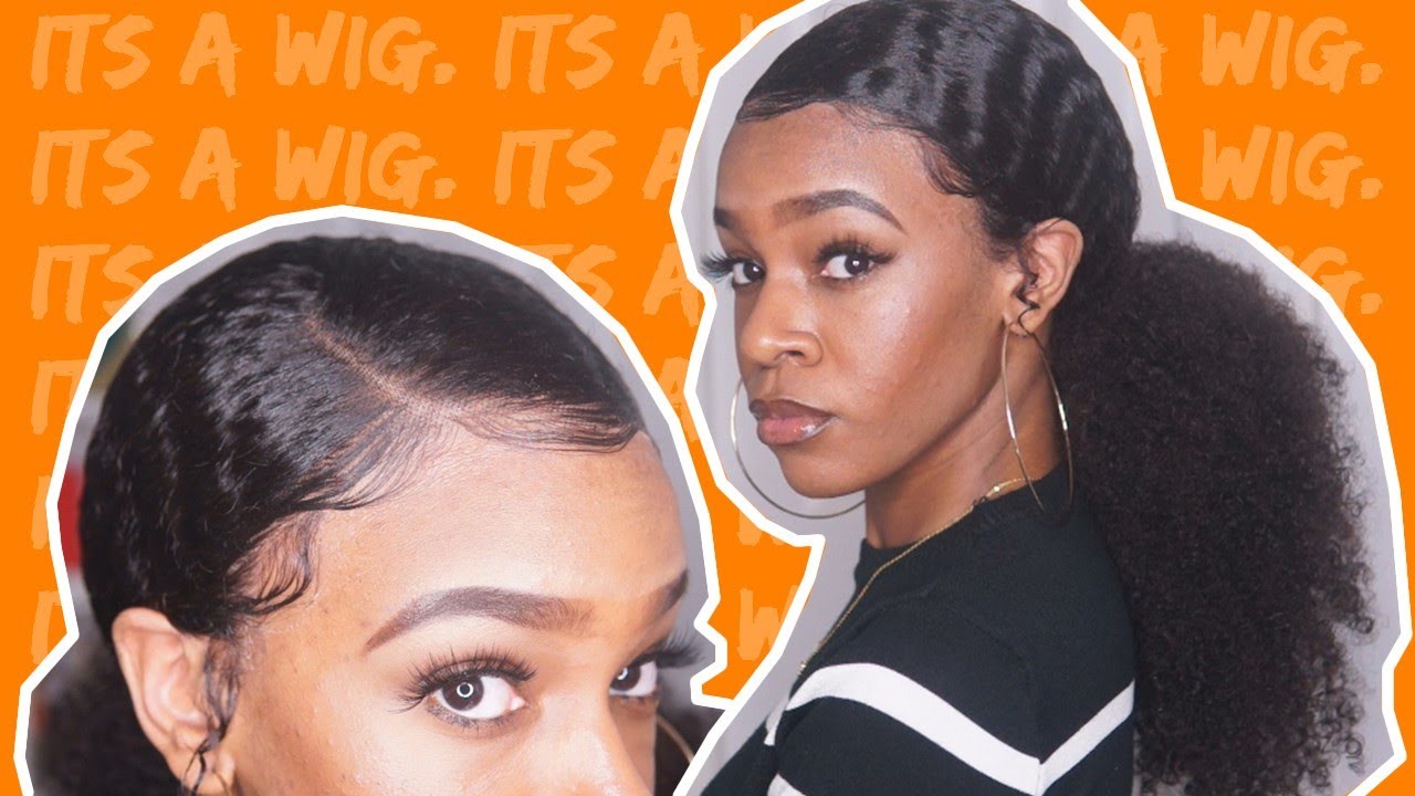 Sleek Low Ponytail on a KINKY CURLY Wig | Looks Just Like My Natural Hair! HERGIVENHAIR