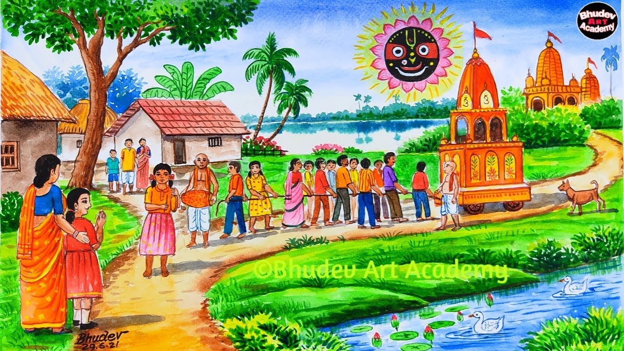 Rath Yatra Festival Painting|Rath Yatra Drawing|Indian Festival Painting With Watercolor|Rath Yatra