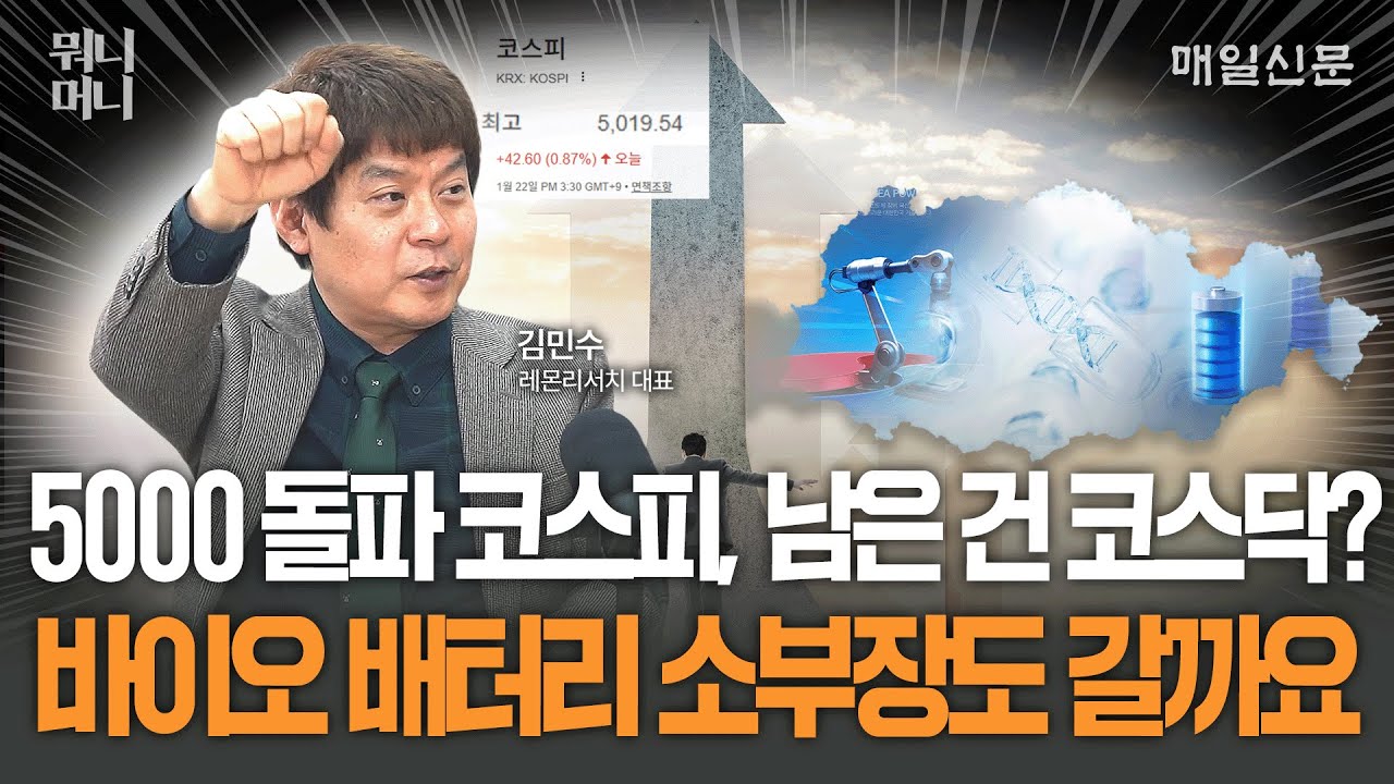 5000 돌파 코스피, 남은 건 코스닥? 바이오·배터리·소부장도 갈까요 [뭐니머니]