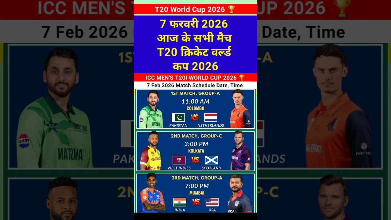 7 February T20 world cup 2026 Today's International Cricket Match #indvsusa #pakvsned #wivssco