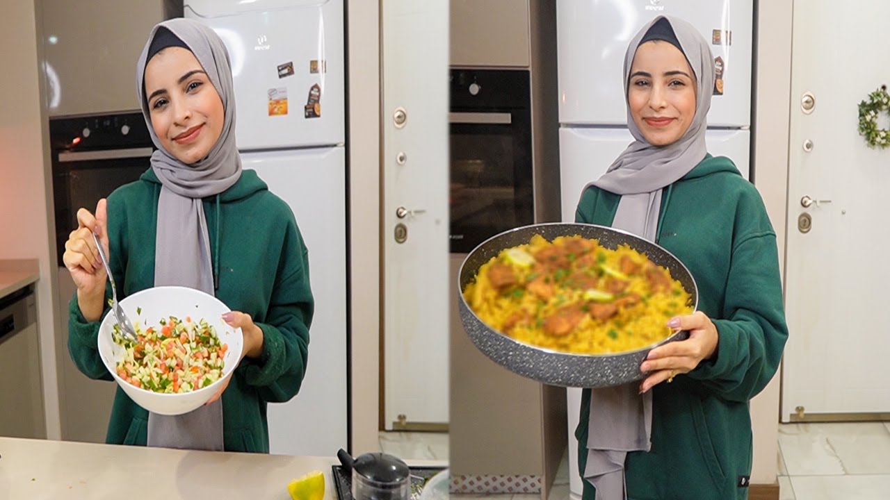 طبخت لزوجي اكلته المفضله من تحت ايدي😍طريقة عمل الرز بالسلفان🍗| دينا هوم