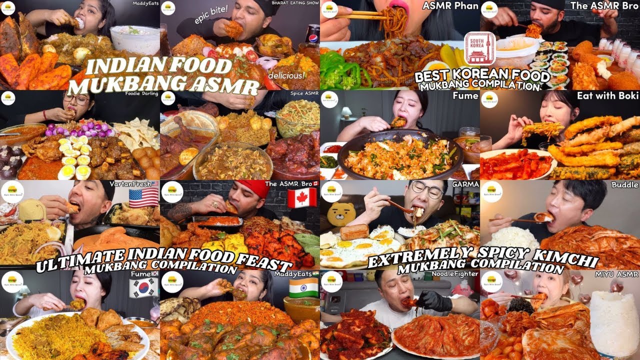 ASMR | 1 HOUR BEST KOREAN FOOD VS INDIAN FOOD MUKBANG COMPILATION |