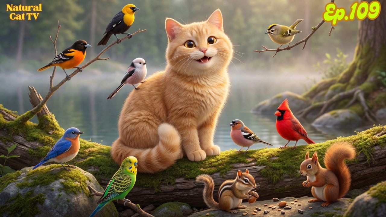 Natural Cat TV – Colorful Birds For Cats To Watch | Safe Outdoor Adventure at Home