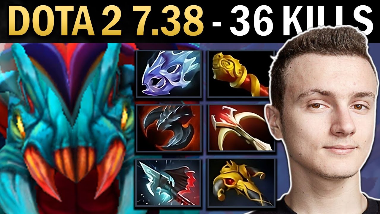 Weaver Gameplay Miracle with 36 Kills and Moon Shard - Dota 7.38