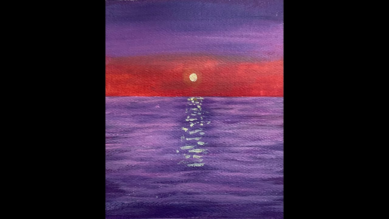 how to draw red & purple sunset - acrylic #painting #繪畫 #art #藝術 #drawing #acrylicpainting #sunset