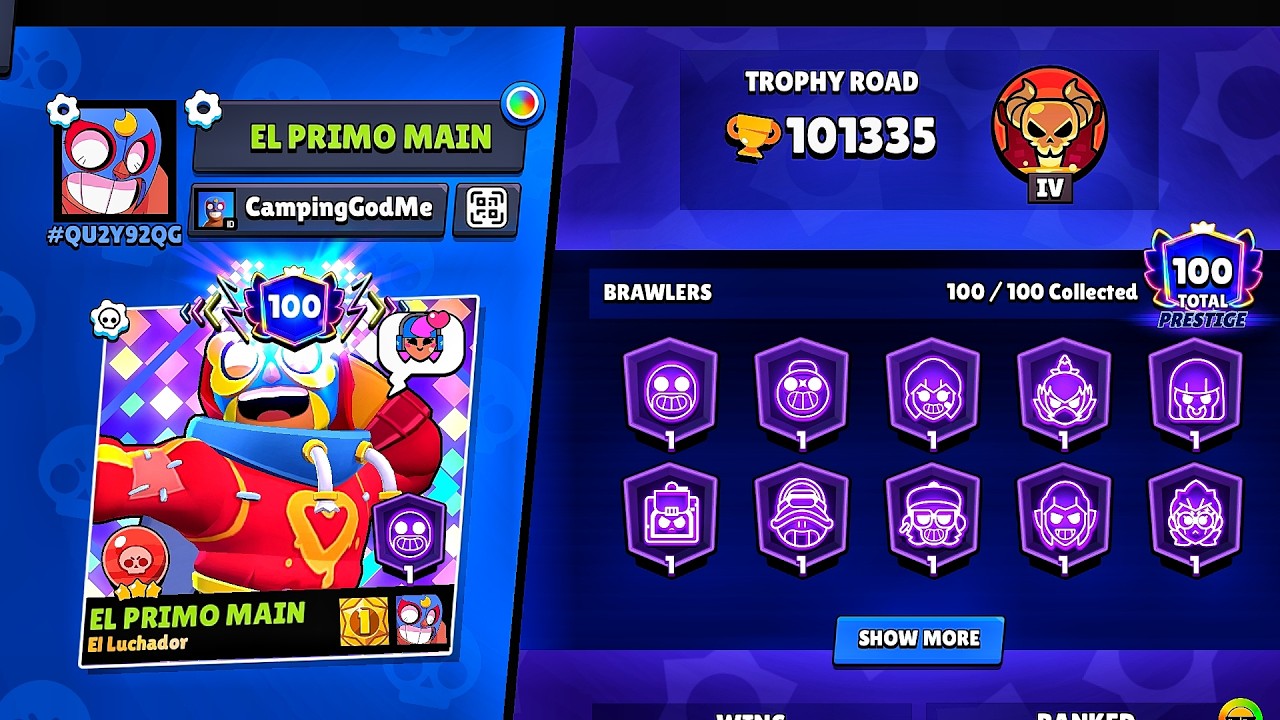 Prestige Pushing El Primo Solo Showdown (Soon 101 Prestige 101k 🏆) day 2