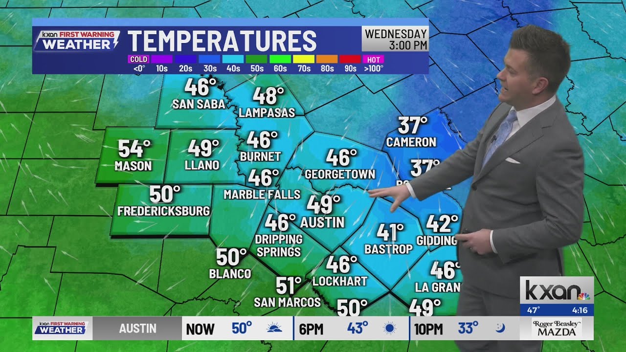 Sub-freezing tonight with areas of low clouds on Wednesday |  KXAN Forecast (Jan. 27)