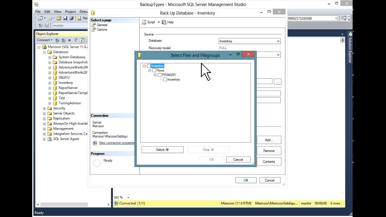 SQL Server 2012 Backup Types Step by Step with SSMS and T-SQL [HD]