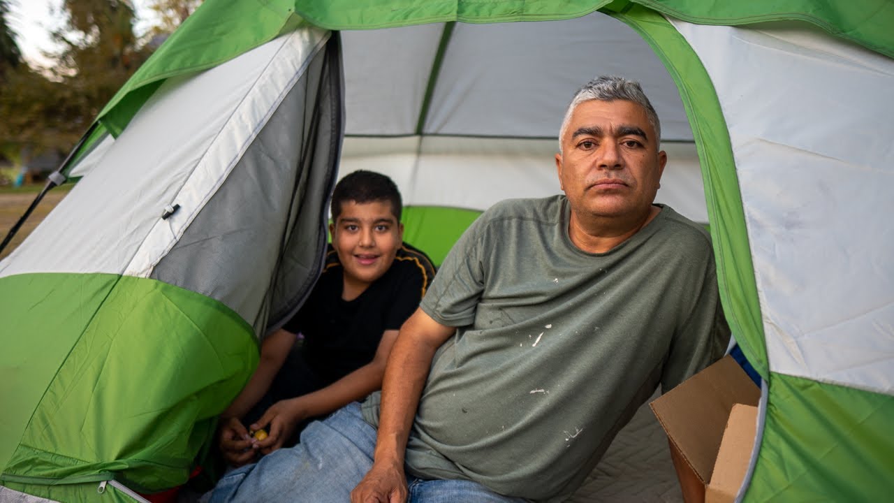 Father and Son Homeless in Los Angeles’s Echo Park Lake