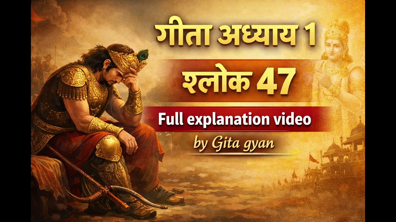 गीता अध्याय 1 श्लोक 47 | अर्जुन का विषाद और धनुष त्याग | Bhagavad Gita 1.47 Full Explanation