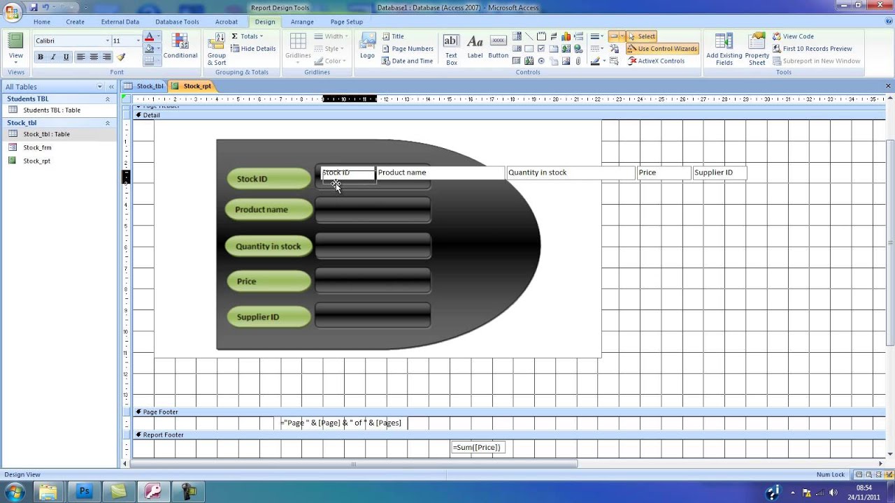 Database Report Design