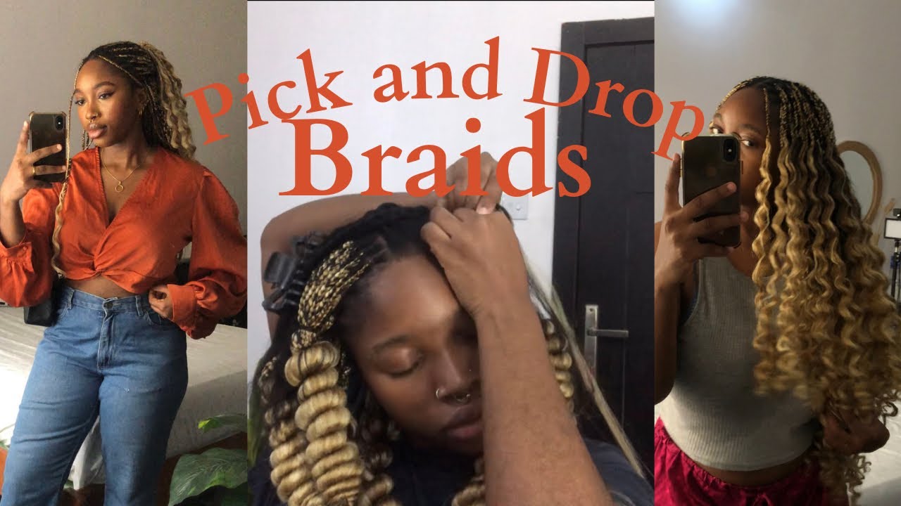 VIRAL PICK AND DROP BRAIDS ON MEDIUM/ LONG HAIR USING XPRESSION + HOW TO CURL PICK & DROP TUTORIAL